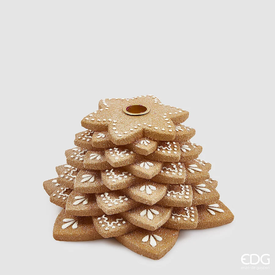 EDG Enzo De Gasperi Portacandela Biscotto Marzapane Natale H 12 Cm D 23 Cm