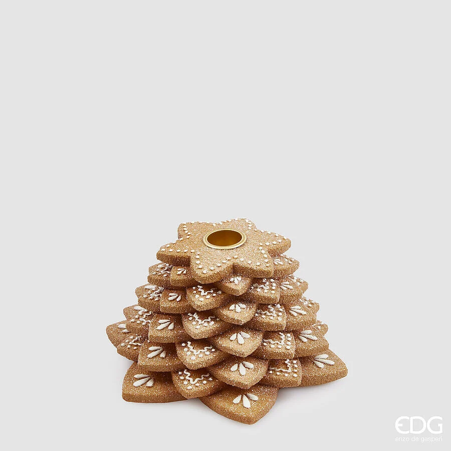 EDG Enzo De Gasperi Portacandela Biscotto Marzapane Natale H 9 Cm D 17 Cm