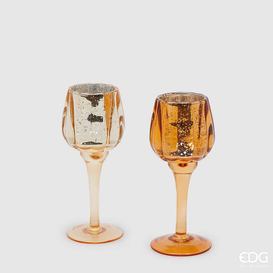 EDG Enzo De Gasperi Portacandela Calice Natale H 19,50 Cm D 8 Cm Amber 1 Pz