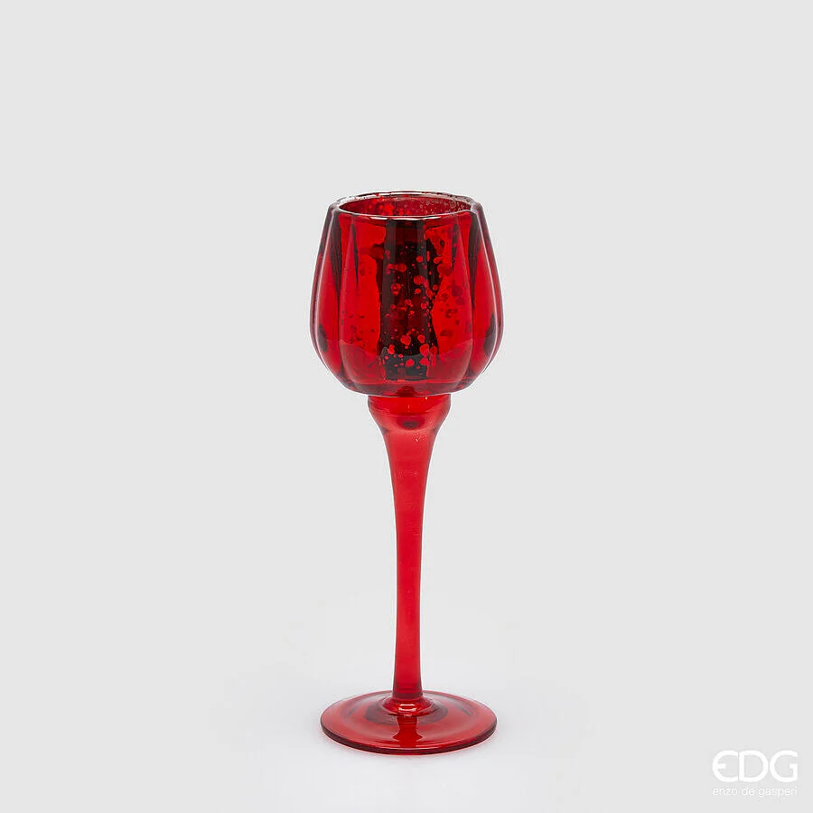 EDG Enzo De Gasperi Portacandela Calice Natale H 22 Cm D 8 Cm Rosso