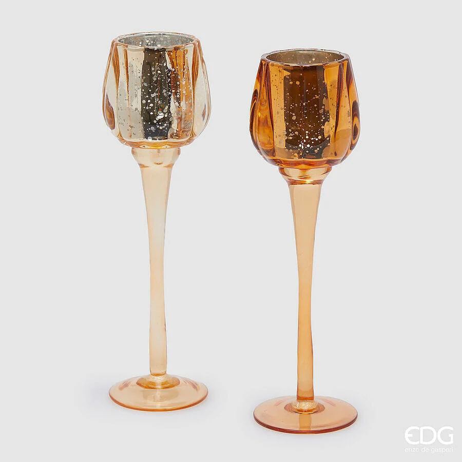 EDG Enzo De Gasperi Portacandela Calice Natale H 27,5 Cm D 8 Cm Amber 1 Pz