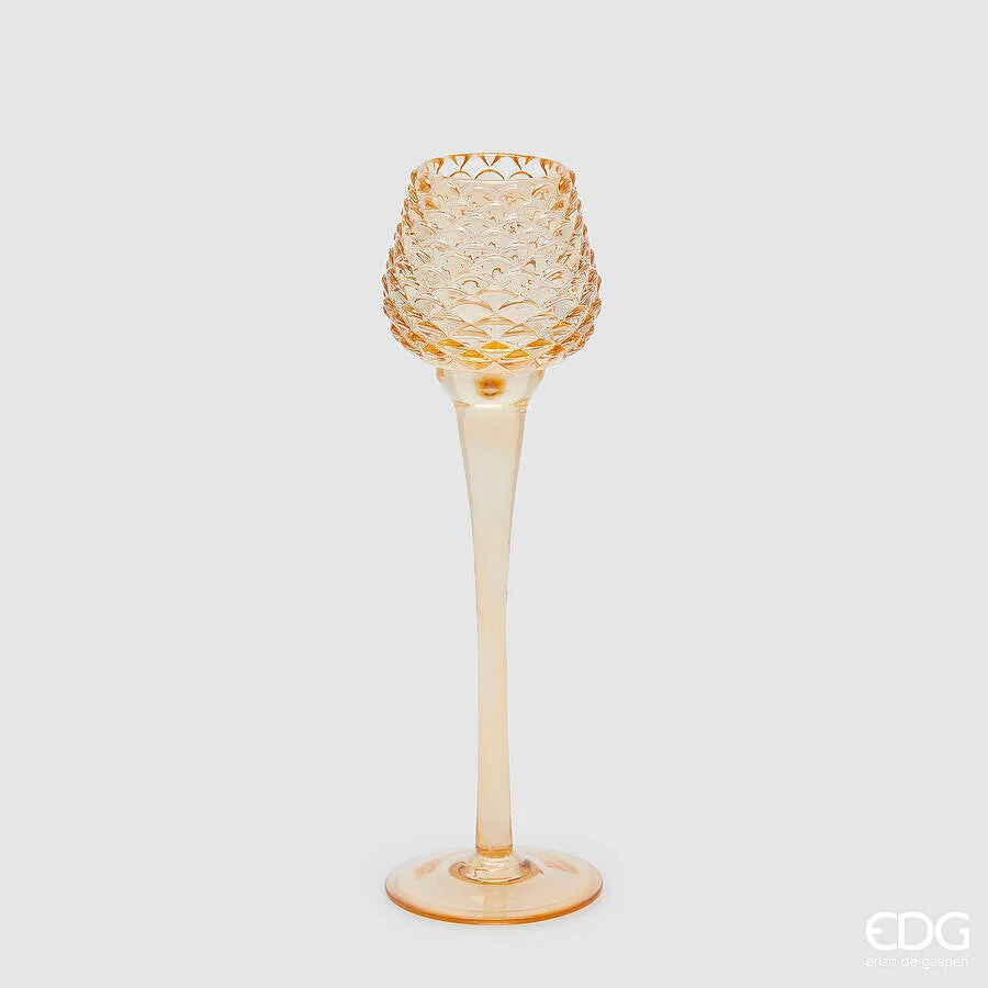 EDG Enzo De Gasperi Portacandela Calice Natale Pigna H 26 Cm D 7,5 Cm Amber
