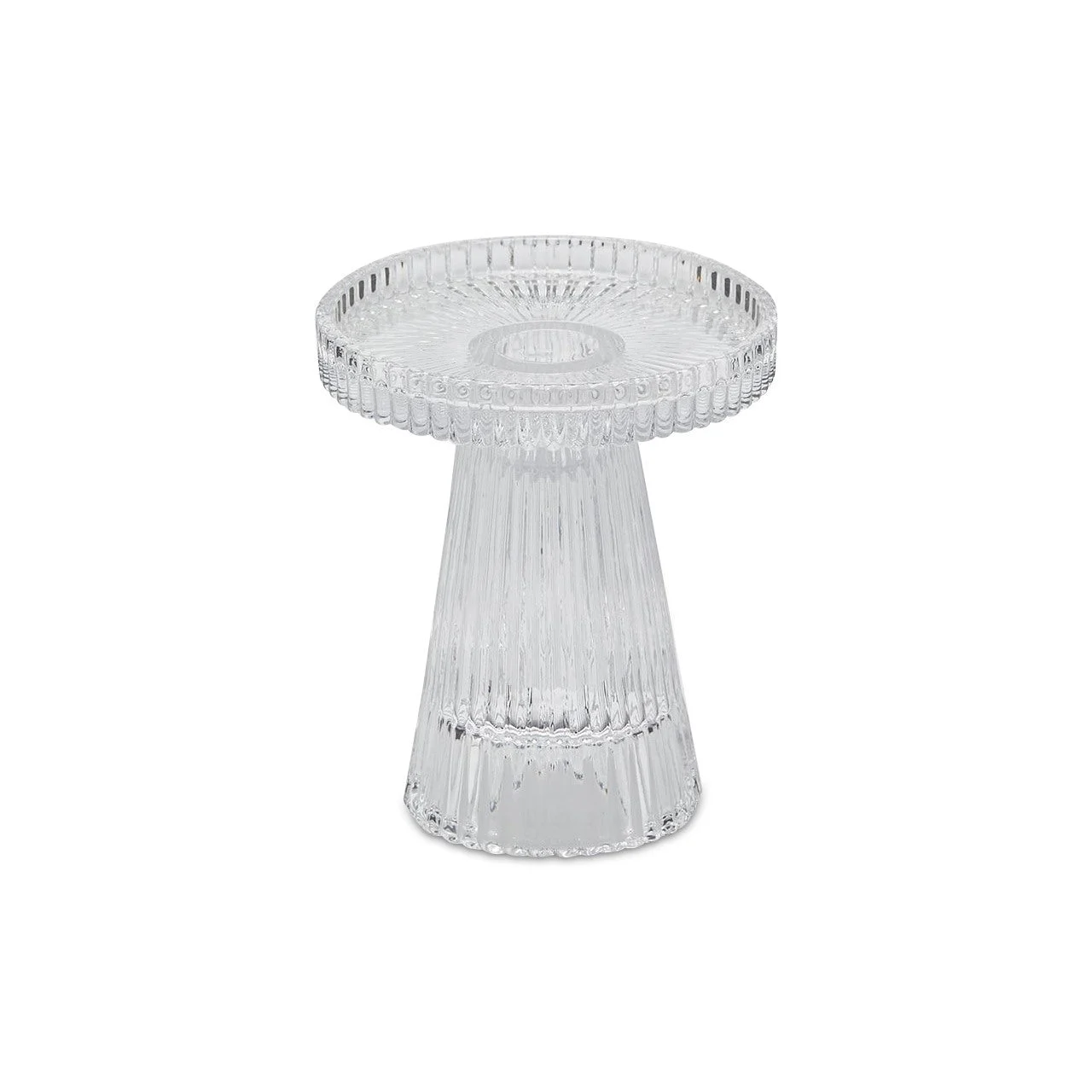 EDG Enzo De Gasperi Portacandela Cono Righe H 11,5 Cm D 9,8 Cm Natural Trasparente