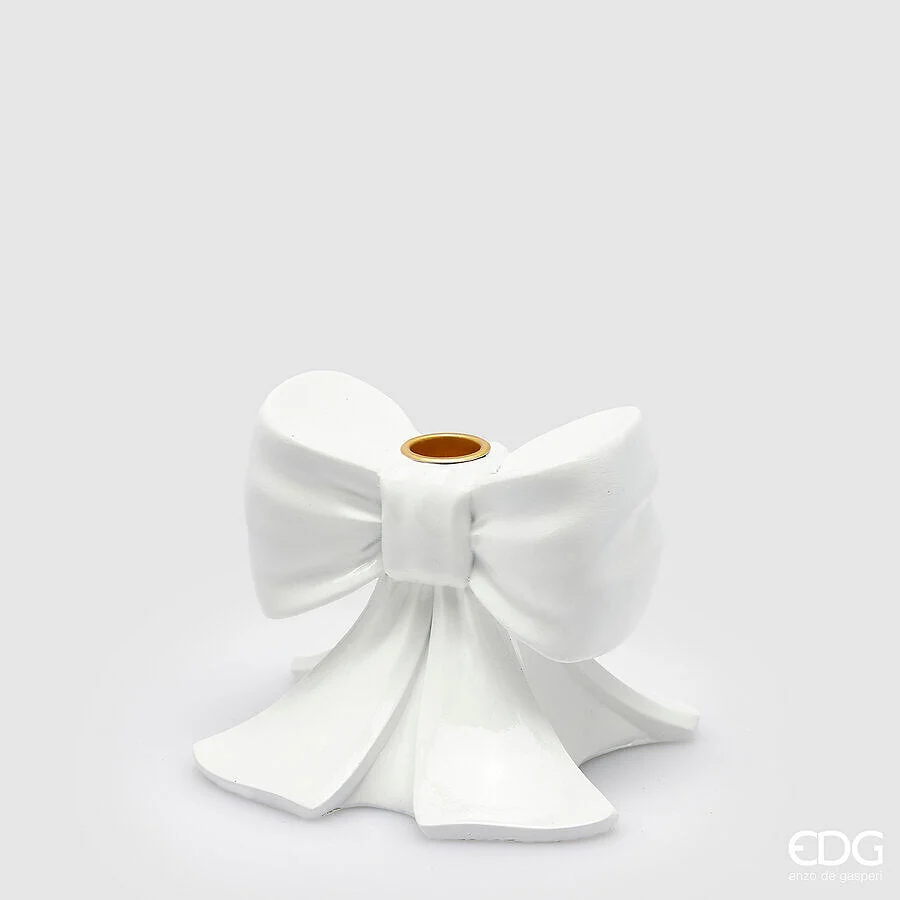 EDG Enzo De Gasperi Portacandela Fiocco H 11 Cm L 13 Cm L 13 Cm Bianco