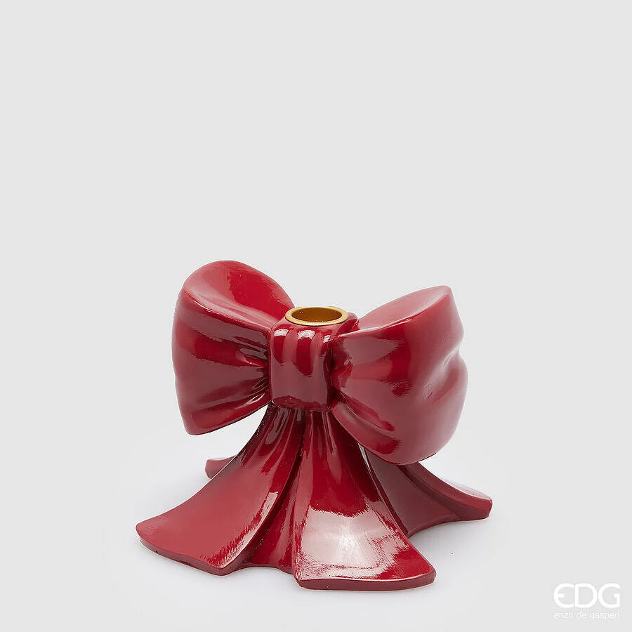 EDG Enzo De Gasperi Portacandela Fiocco H 11 Cm L 13 Cm L 13 Cm Burgundy