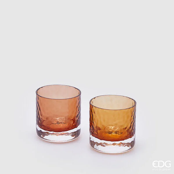 EDG Enzo De Gasperi Portacandela Flicker H 6,5 Cm 2 Pz Assortiti Colore Marrone Chiaro