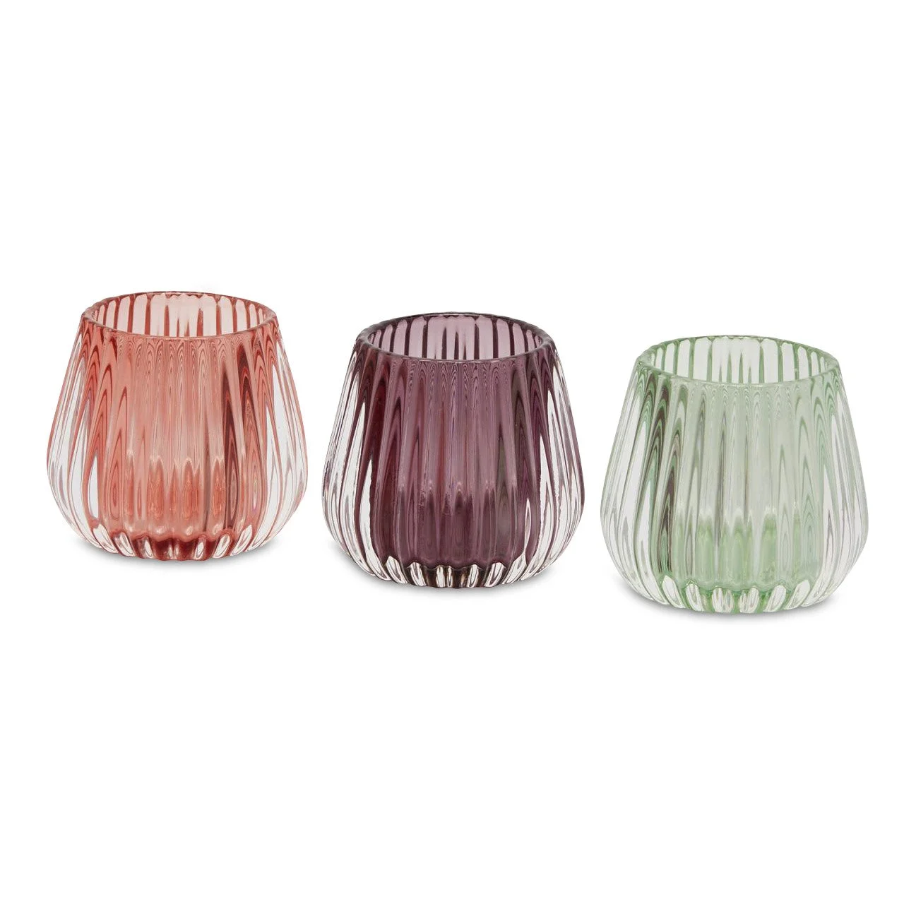 EDG Enzo De Gasperi Portacandela Righe SvasatoH7,5 D8 Green Pink 3 Pezzi