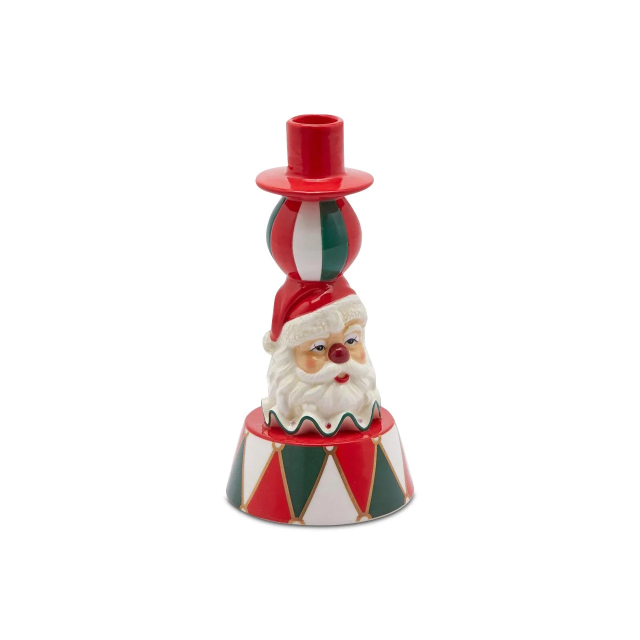 EDG Enzo De Gasperi Portacandela Natale Santa Clown H 21 Cm D 10 Cm Green Red