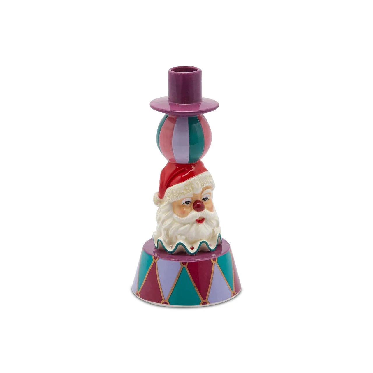 EDG Enzo De Gasperi Portacandela Natale Santa Clown H 21 Cm D 10 Cm Multicolor