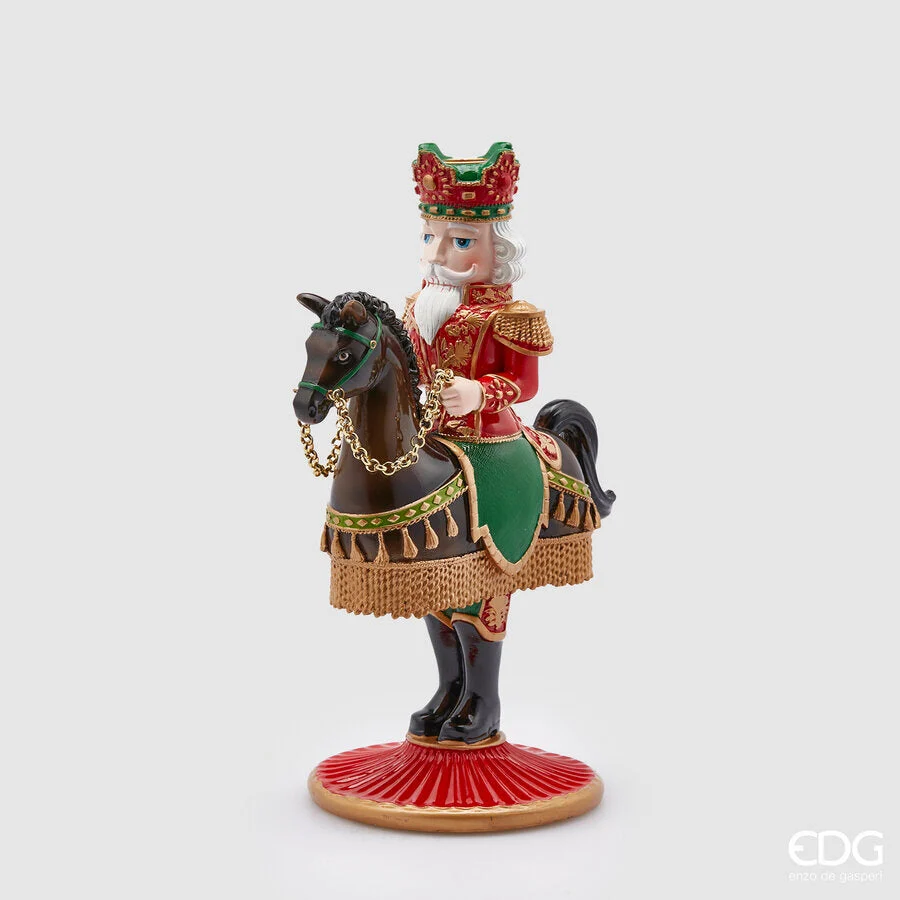 EDG Enzo De Gasperi Portacandela Natale Soldatino con Cavallo H 33 Cm 23 x 15 Cm Green Red