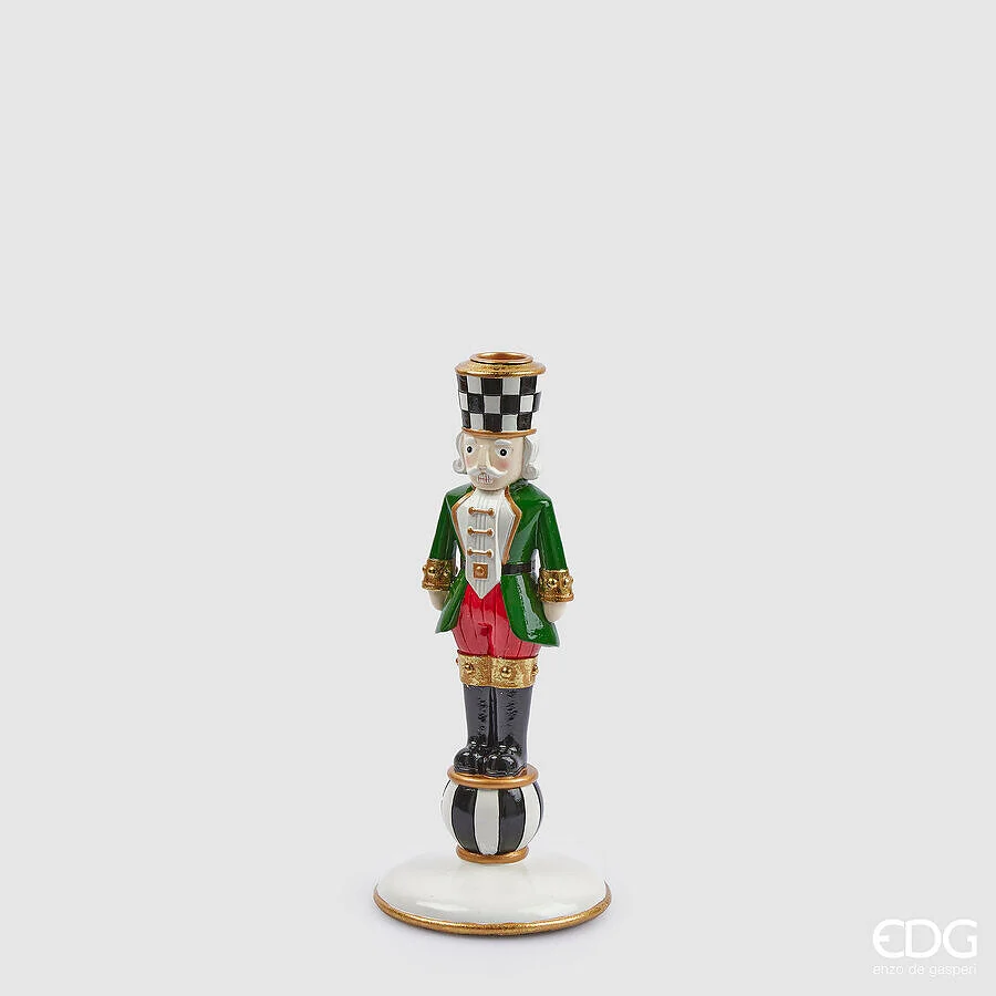 EDG Enzo De Gasperi Portacandela Soldatino Natale H 25 Cm D 11 Cm Bianco Nero