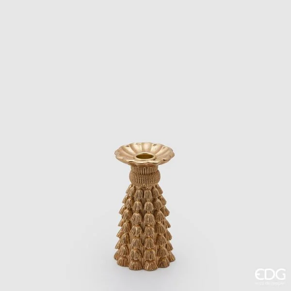EDG Enzo De Gasperi Portacandela Tassel Poly H 15 Cm D 9 Cm Oro