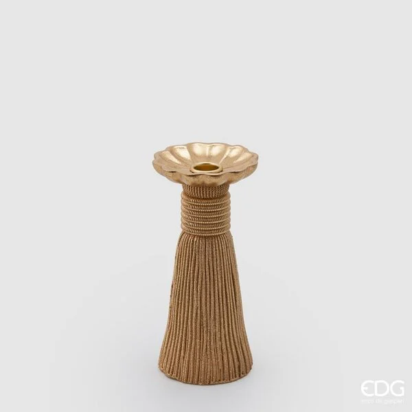 EDG Enzo De Gasperi Portacandela Tassel Poly H 21 Cm D 10 Cm Oro