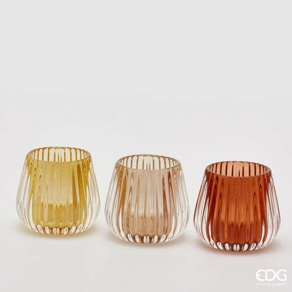 EDG Enzo De Gasperi Portacandele Righe H 7,5 Cm D 8 Cm 3 Pz Multicolor
