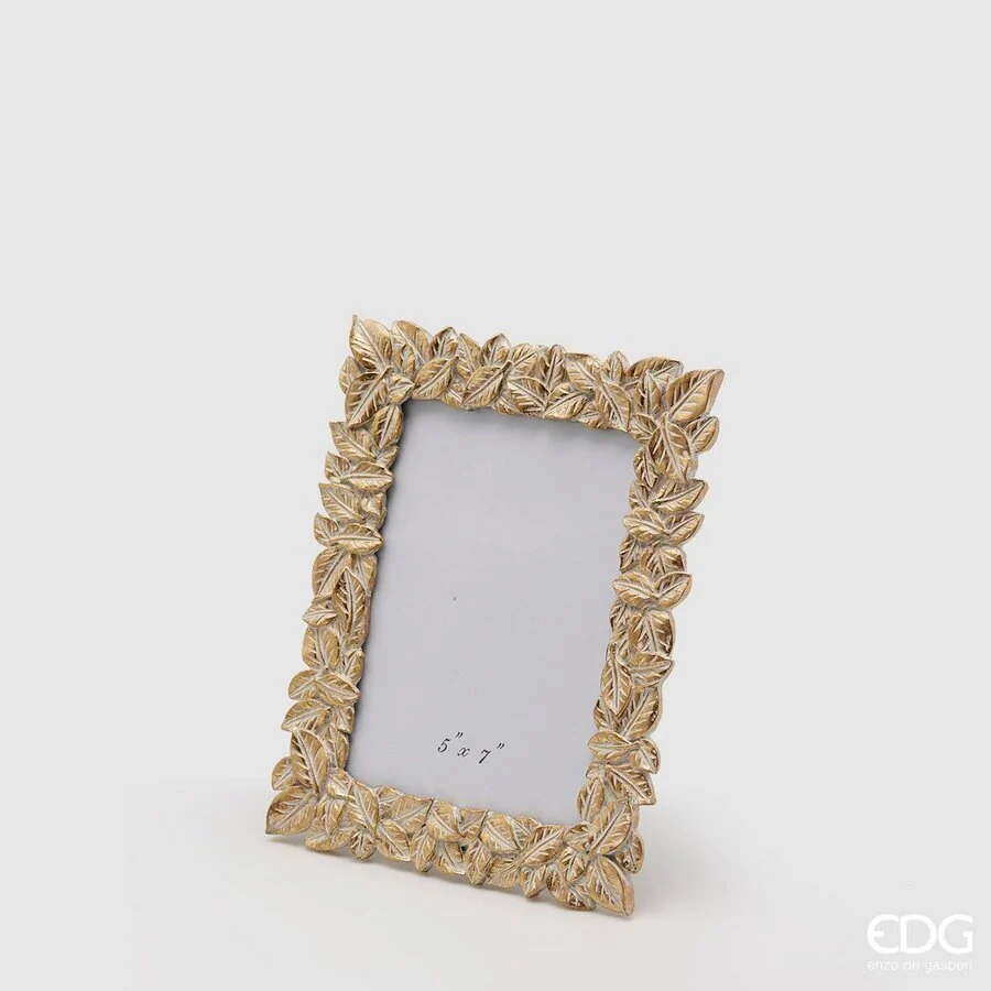 EDG Enzo De Gasperi Portafoto Natale Foglie-Mix 23 x 18 Cm Gold