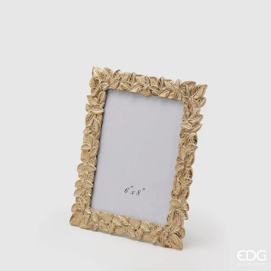 EDG Enzo De Gasperi Portafoto Natale Foglie-Mix 25 x 20 Cm Gold