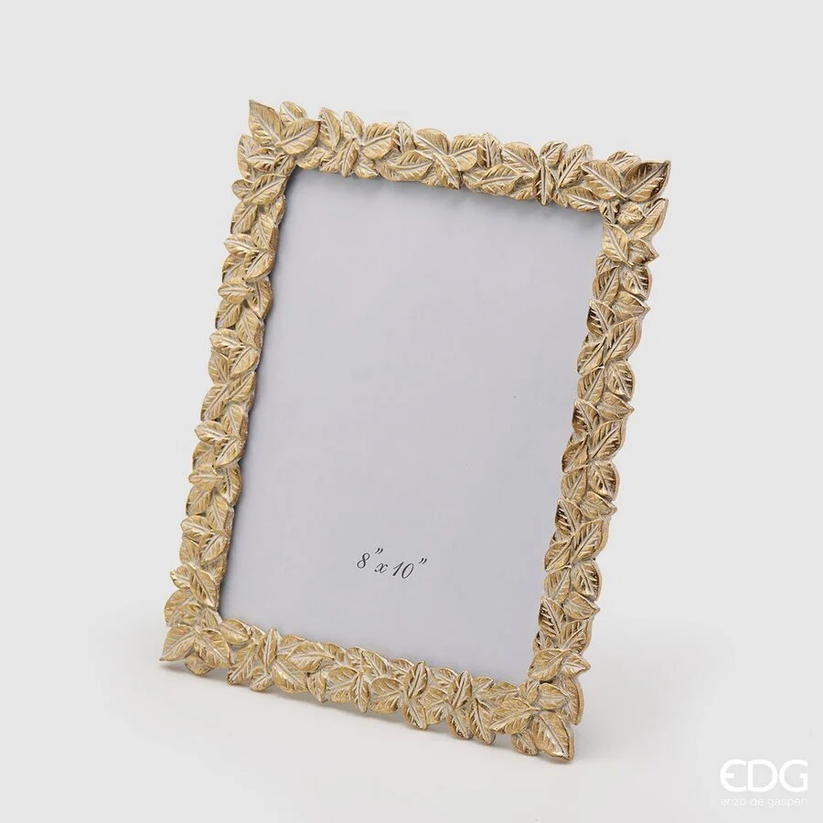 EDG Enzo De Gasperi Portafoto Natale Foglie-Mix 30 x 25 Cm Gold