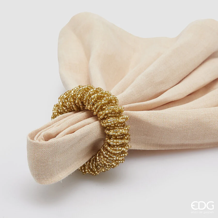 EDG Enzo De Gasperi Portatovagliolo Natale Perline Rotondo D 6 Cm Gold