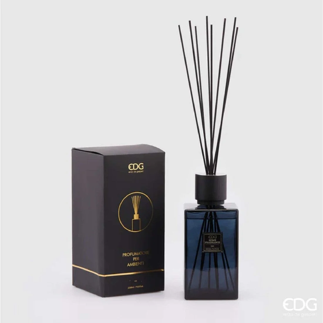 EDG Enzo De Gasperi Profumatore Bottiglia 2200 Ml Quadrata + Bastoncini Maroccan Amber