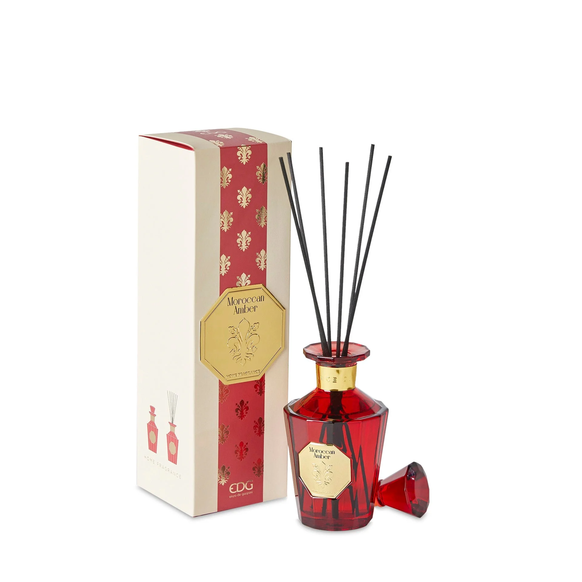 EDG Enzo De Gasperi Profumatore Bottiglia Goldlily H 16 Cm 230 Ml + Bastoncini Moroccan Amber