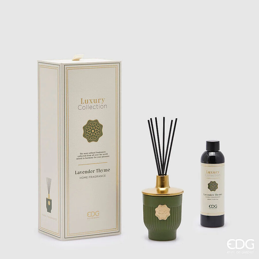 EDG Enzo De Gasperi Profumatore Bottiglia Luxury 200 Ml H 12 Cm D 7,5 Cm Lavender Thyme