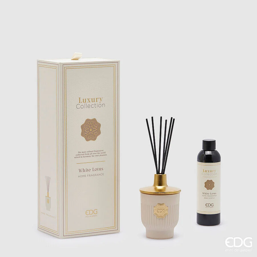 EDG Enzo De Gasperi Profumatore Bottiglia Luxury 200 Ml H 12 Cm D 7,5 Cm White Lotus