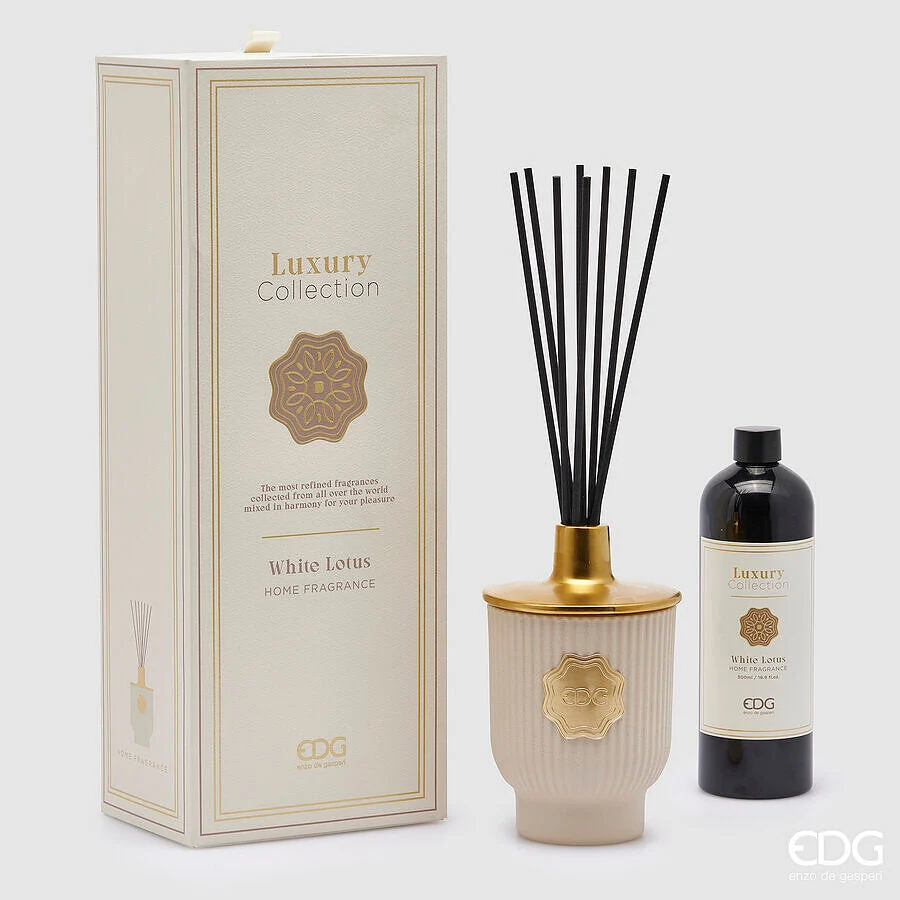 EDG Enzo De Gasperi Profumatore Bottiglia Luxury 500 Ml H 16 Cm D 10 Cm White Lotus