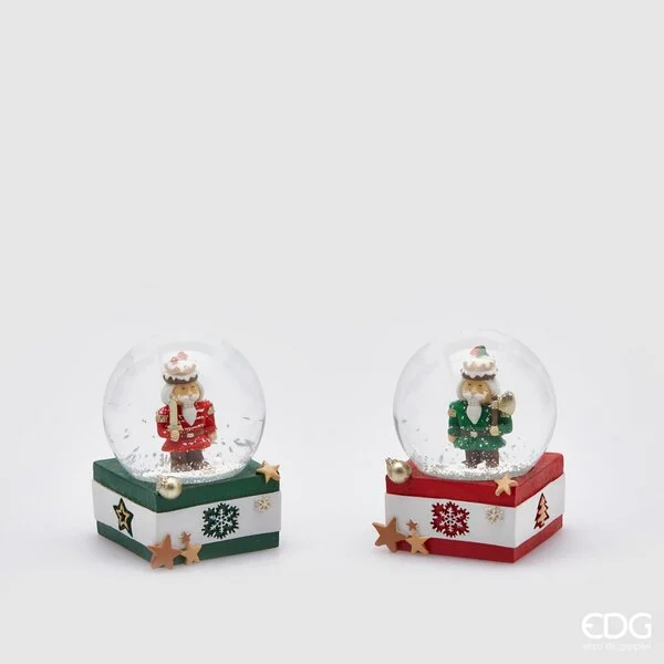EDG Enzo De Gasperi Sfera Natale Acqua Soldatino H 9 Cm D 6,5 Cm Green Red 1 Pz