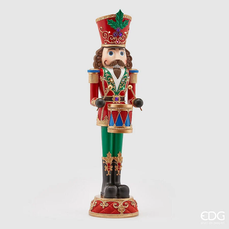 EDG Enzo De Gasperi Soldatino Natale con Tamburo Led H 90 Cm 25 x 22 Cm Multicolor