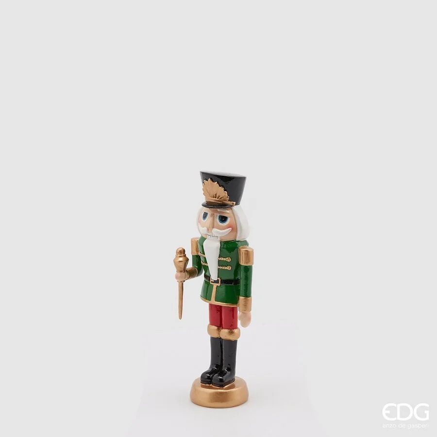 EDG Enzo De Gasperi Soldatino Natale Poly con Scettro H 26 Cm 7 x 10 Cm Green Red