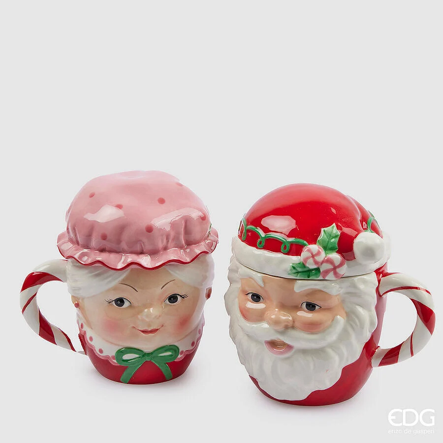 EDG Enzo De Gasperi Tazza Babbo e Mamma Natale H 14 Cm D 11 Cm 1 Pz Multicolor