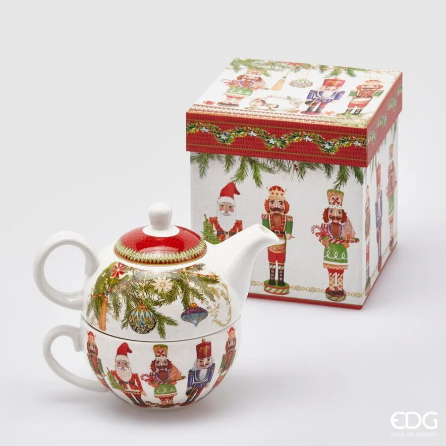 EDG Enzo De Gasperi Tea for One Natale Porcellana H 13 Cm D 12 Cm810 Ml Bianco Verde