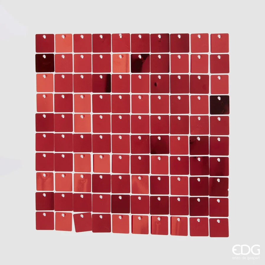 EDG Enzo De Gasperi Tenda Natale Glitter Quadrato  30 x 30 Cm Rosso