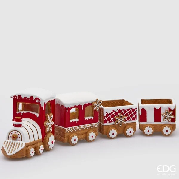 EDG Enzo De Gasperi Treno Polly Natale con Led H 14 Cm L 69 Cm White Red 3 x AAA