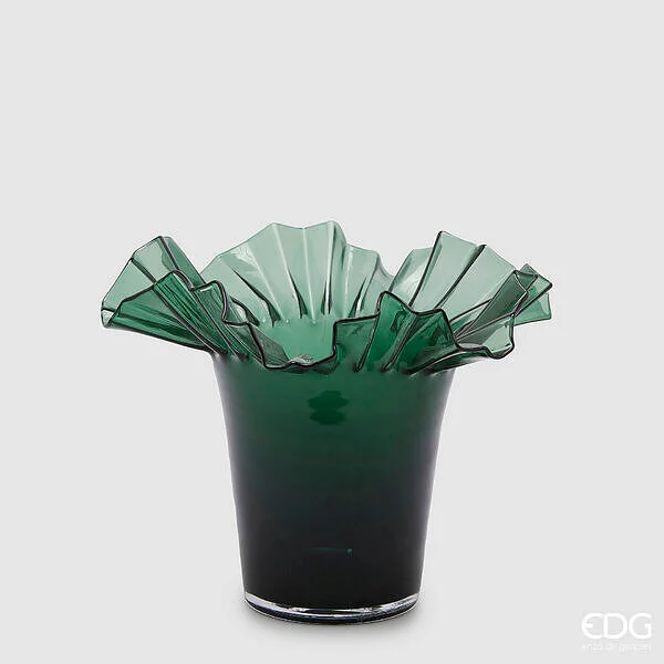 EDG Enzo De Gasperi Vaso Balze Svasato H 27 Cm D 34,5 Cm Verde Scuro
