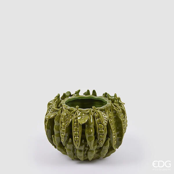 EDG Enzo De Gasperi Vaso Chakra Piselli Verdi H 15 Cm D 23 Cm