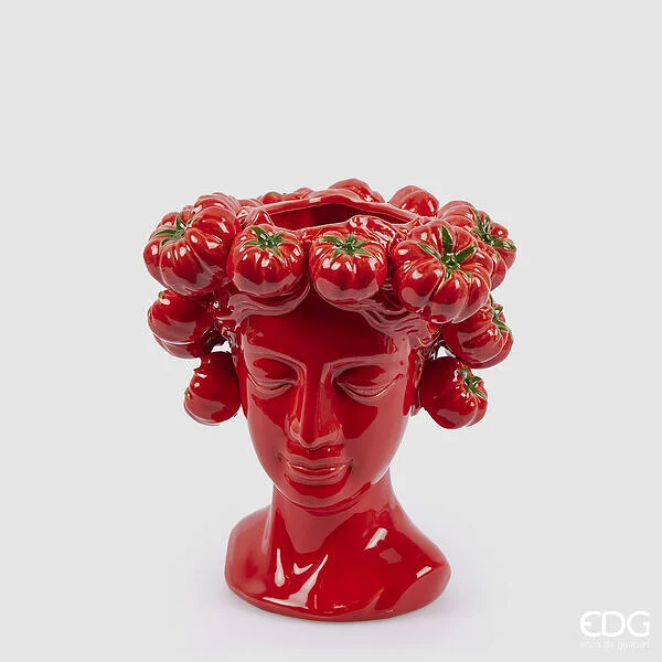 EDG Enzo De Gasperi Vaso Chakra Pomodoro H 29 Cm L 28 Cm L 24 Cm Colore Rosso e Verde