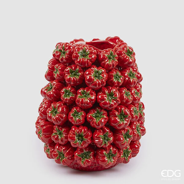 EDG Enzo De Gasperi Vaso Chakra  Pomodoro H 38 Cm D 34 Cm Colore Rosso e Verde