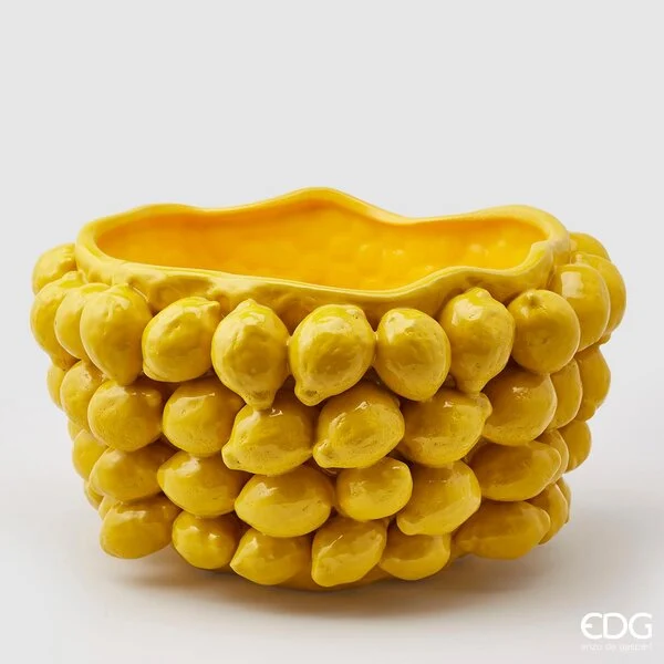 EDG Enzo De Gasperi Vaso Chakra Limoni H 24 Cm D 42 Cm Giallo 81 Frutti