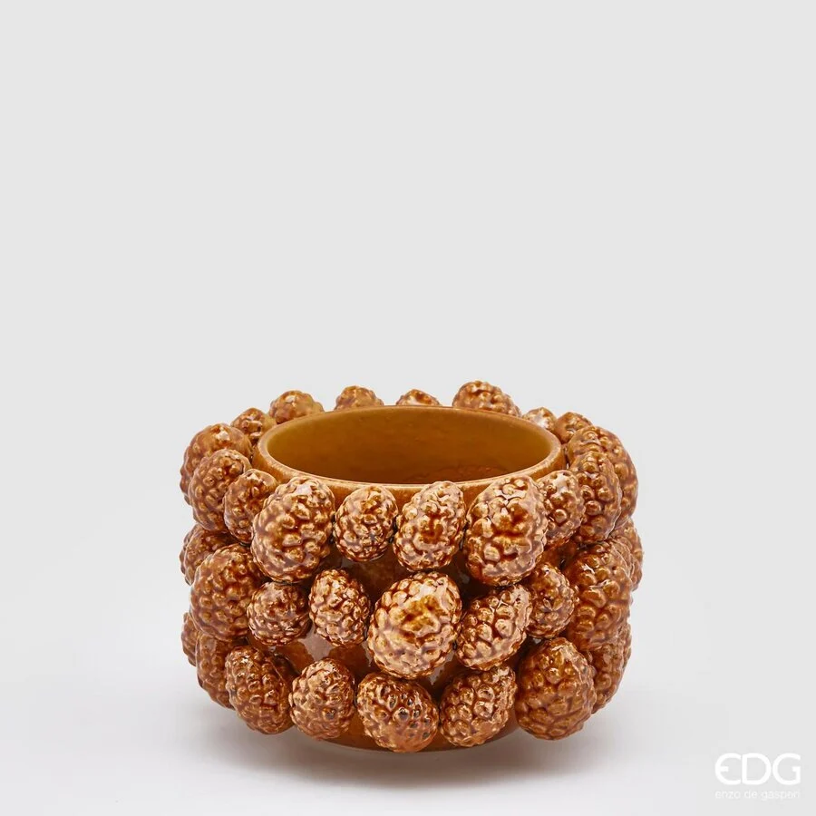 EDG Enzo De Gasperi Vaso Chakra Pigne H 15 Cm D 22 Cm Camel