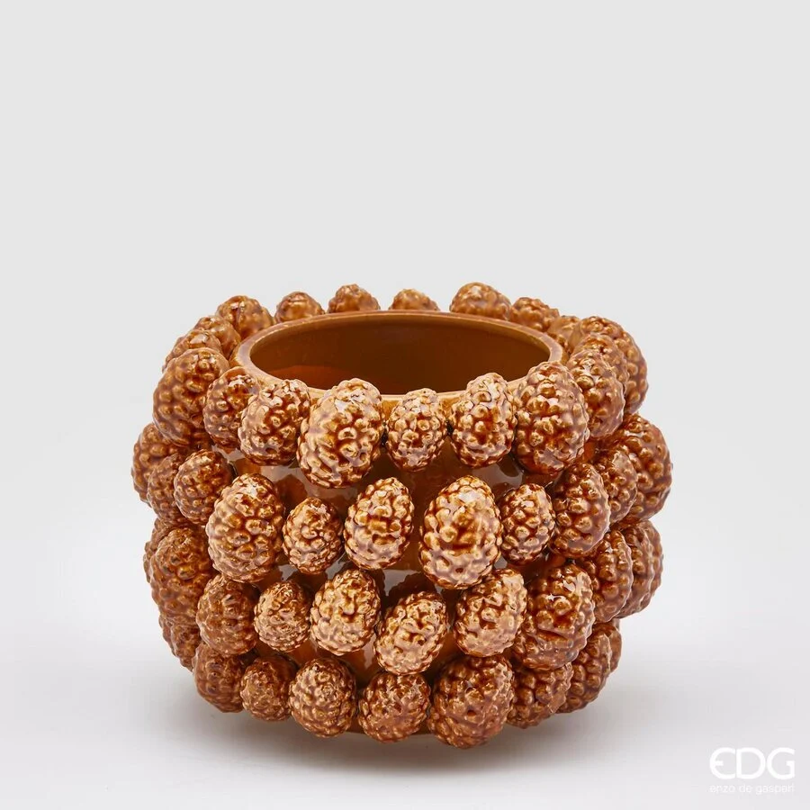 EDG Enzo De Gasperi Vaso Chakra Pigne H 18 Cm D 24 Cm Camel