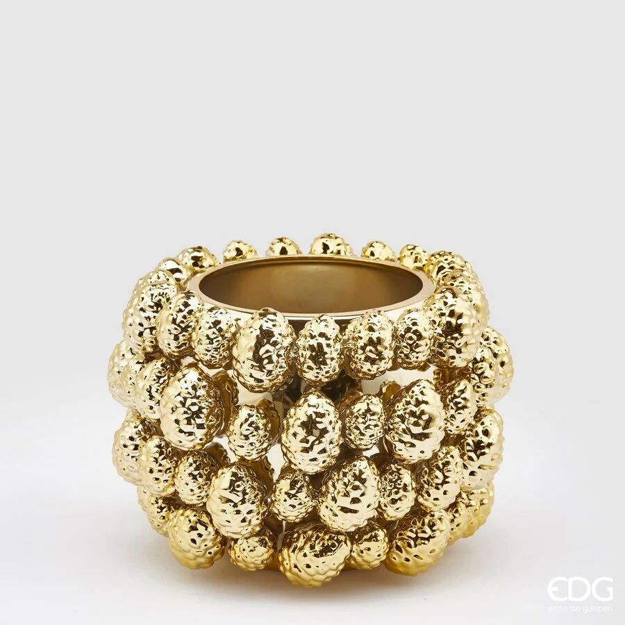 EDG Enzo De Gasperi Vaso Chakra Pigne H 18 Cm D 24 Cm Oro