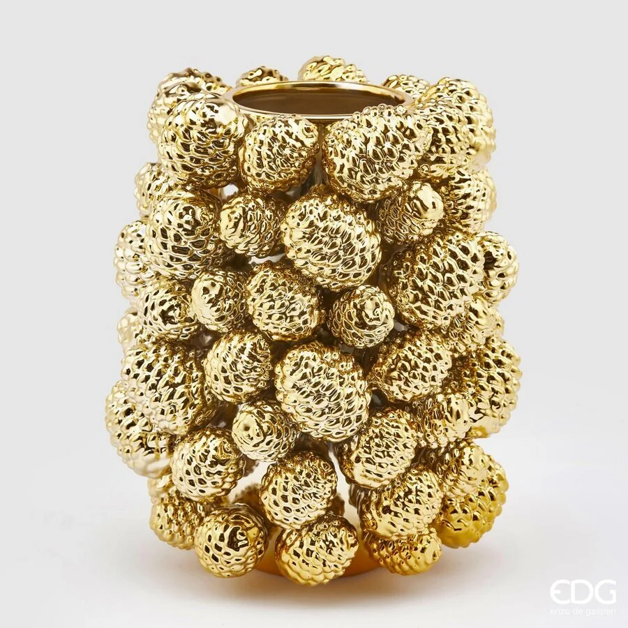EDG Enzo De Gasperi Vaso Chakra Pigne H 32 Cm D 26 Cm Oro