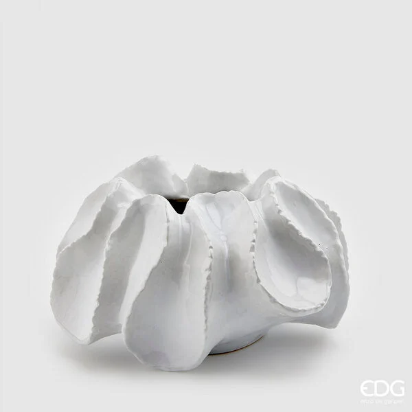EDG Enzo De Gasperi Vaso Chakra Succulent H 18,5 Cm 37 x 37,5 Cm Bianco