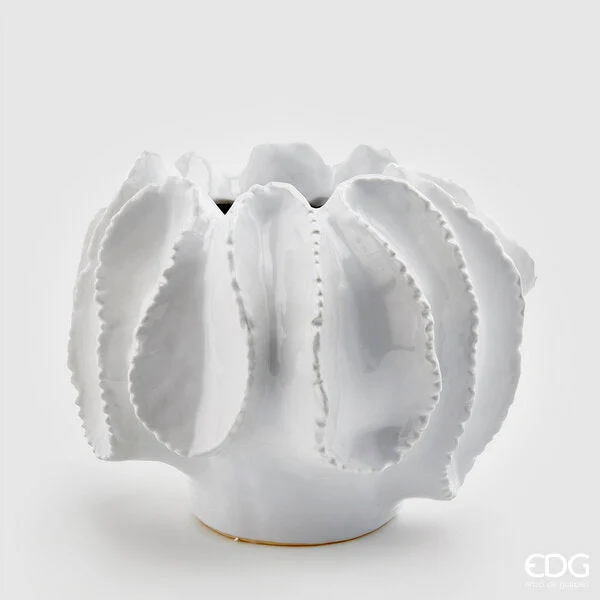 EDG Enzo De Gasperi Vaso Chakra Succulent H 29 Cm 39 x 37 Cm Bianco