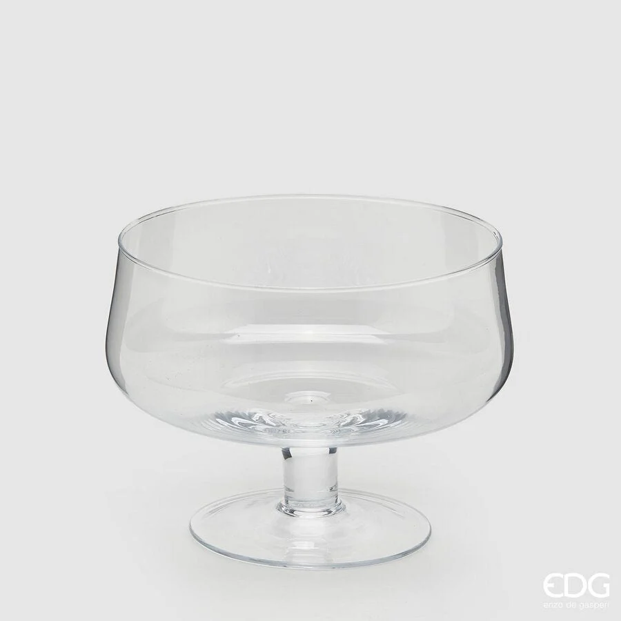 EDG Enzo De Gasperi Vaso Coppa con Piede H 18 Cm D 24,5 Cm Nida Natural Trasparente