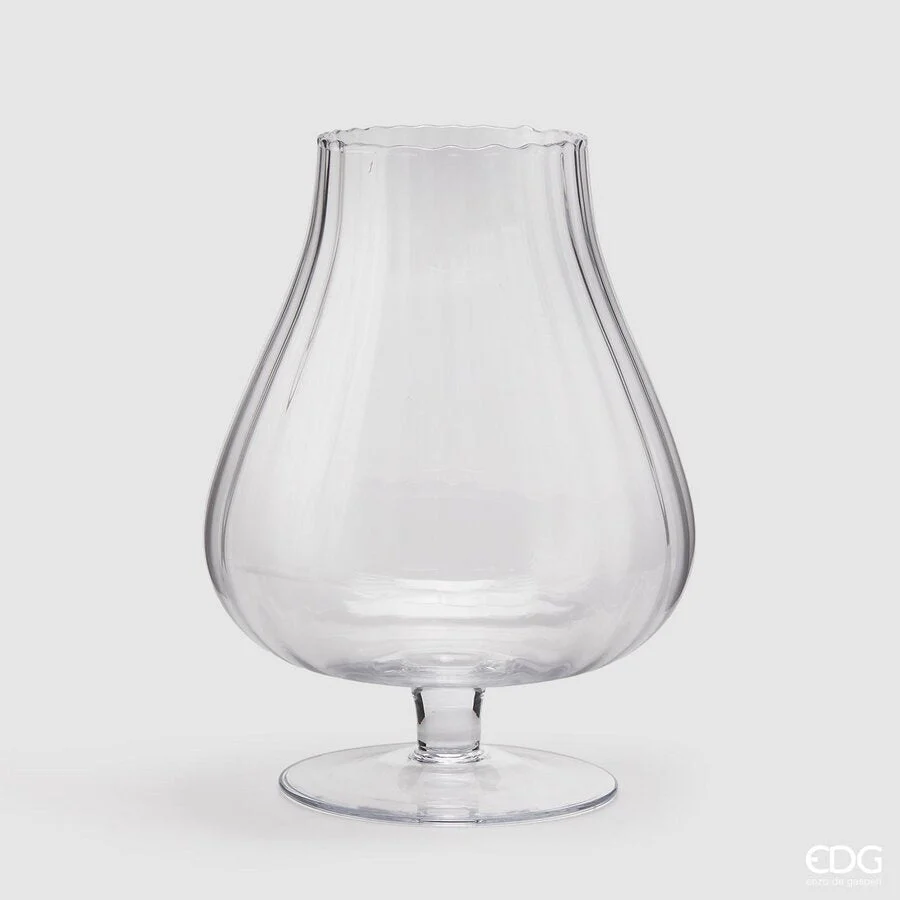 EDG Enzo De Gasperi Vaso Coppa Optica H 35 Cm D 27 Cm  Natural Trasparente