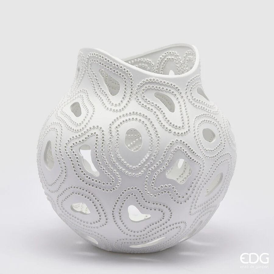 EDG Enzo De Gasperi Vaso Deluxe H 36 Cm D 35 Cm Bianco
