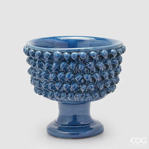 EDG Enzo De Gasperi Vaso Fenice Pigna con Piede H 24,5 Cm D 28 Cm Colore Blu