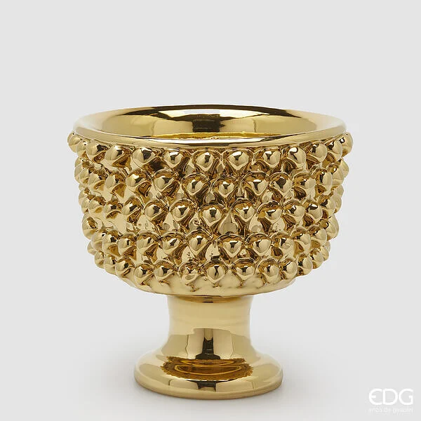 EDG Enzo De Gasperi Vaso Fenice Pigna con Piede H 24,5 Cm D 28 Cm Colore Oro